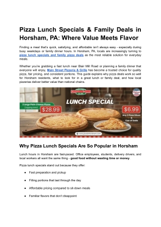 Pizza Lunch Specials & Family Deals in Horsham, PA_ Where Value Meets Flavor