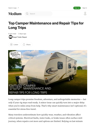 Your Michigan Camper Repair Checklist for Journey Safety