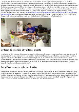 Gestion des dépannages urgents et maintenance de la plomberie résidentielle