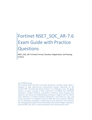Fortinet NSE7_SOC_AR-7.6 Exam Guide with Practice Questions