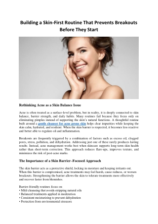 Building a Skin-First Routine That Prevents Breakouts Before They Start