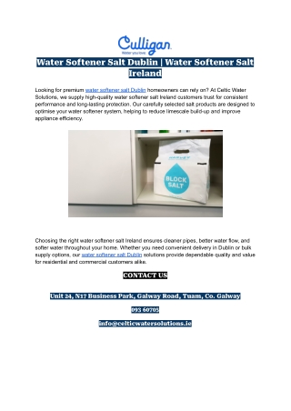 Water Softener Salt Dublin
