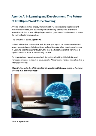 Agentic AI in Learning and Development The Future of Intelligent Workforce Training