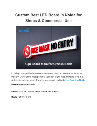 Custom Best LED Board in Noida