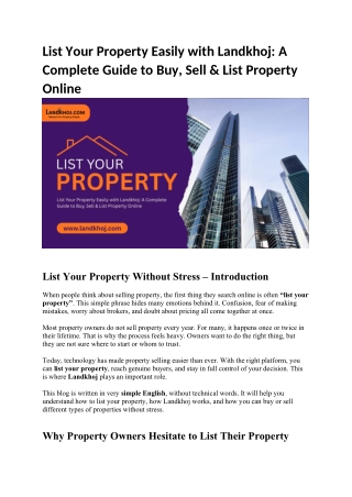 List Your Property Easily with Landkhoj