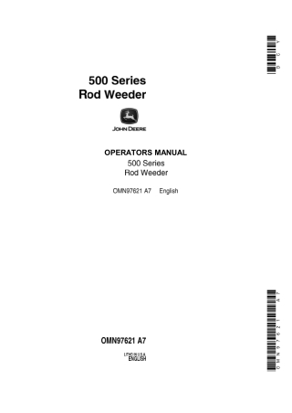 John Deere 500 Series Rod Weeder Operator’s Manual Instant Download (Publication No.OMN97621)