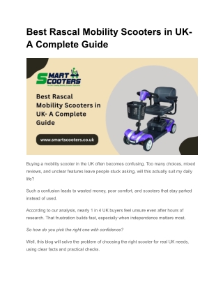 Best Rascal Mobility Scooters in UK- A Complete Guide