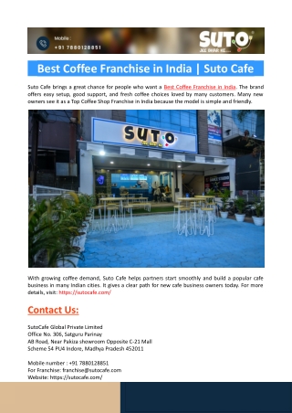 Best Coffee Franchise in India