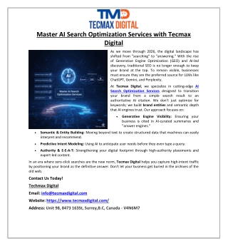 Master AI Search Optimization Services with Tecmax Digital