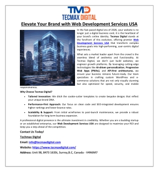 Elevate Your Brand with Web Development Services USA