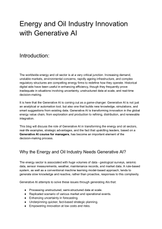 Energy and Oil Industry Innovation with Generative AI