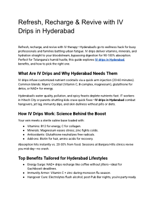 IV Drips in Hyderabad