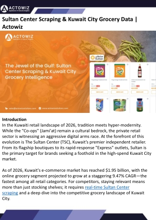 Sultan Center Scraping & Kuwait City Grocery Data  Actowiz