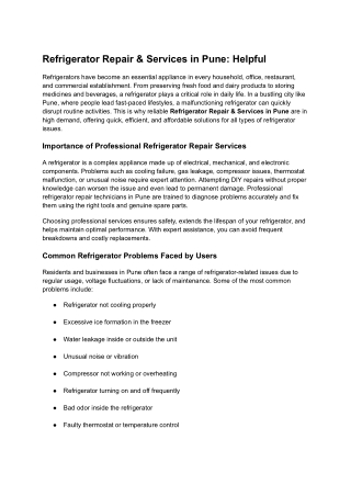 Refrigerator Repair & Services in Pune_ Fast help