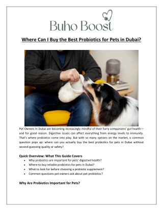 Buho Boost - Where Can I Buy the Best Probiotics for Pets in Dubai
