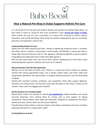 Buho Boost - How a Natural Pet Shop in Dubai Supports Holistic Pet Care