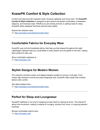 KozeePK Comfort & Style Collection