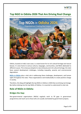 Top NGOs in Odisha Driving Change