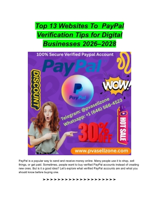 Top 13 Websites To  PayPal Verification Tips for Digital Businesses 2026–2028