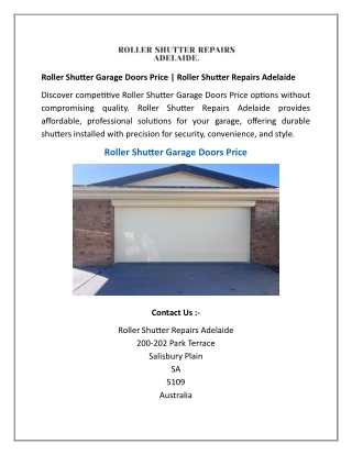 Roller Shutter Garage Doors Price | Roller Shutter Repairs Adelaide