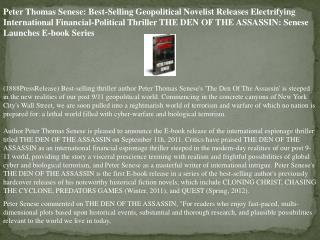 peter thomas senese: best-selling geopolitical novelist rele