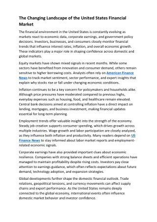 The Changing Landscape of the United States Financial Market
