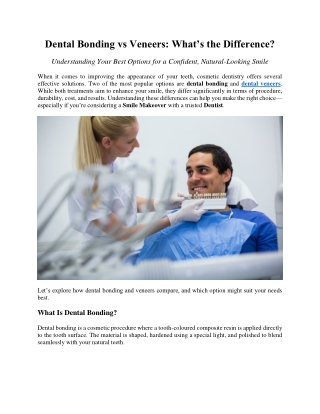 Dental Bonding vs Veneers: What’s the Difference?