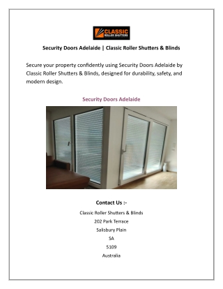 Security Doors Adelaide | Classic Roller Shutters & Blinds