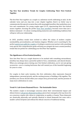 Top New Year Jewellery Trends for Couples Celebrating Their First Festival Together