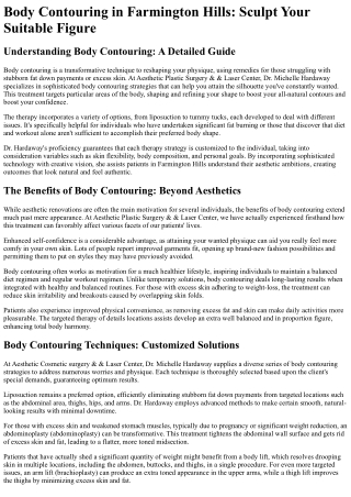 Body Contouring Michigan