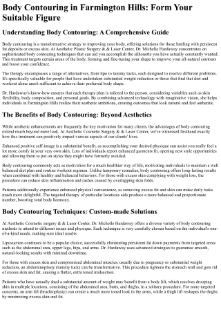 Body Contouring Michigan