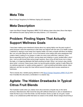 Blood Orange Tangoberry for Wellness Vaping