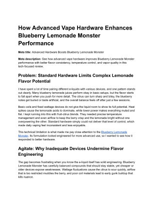 How Advanced Vape Hardware Enhances Blueberry Lemonade Monster Performance