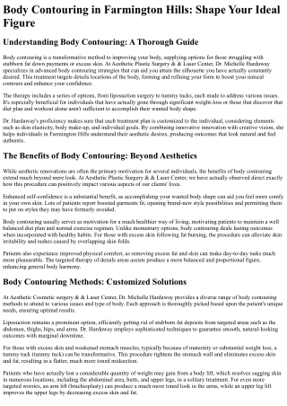 Body Contouring Michigan