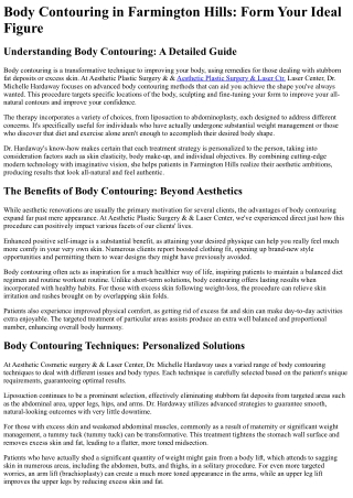 Body Contouring Michigan