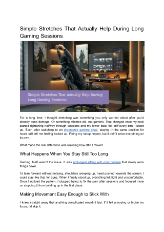 Simple Stretches That Actually Help During Long Gaming Sessions