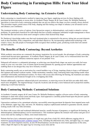 Body Contouring Michigan