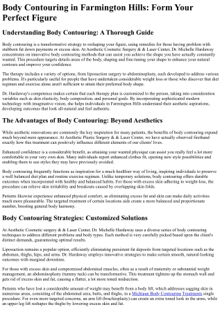 Body Contouring Michigan