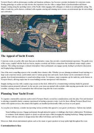 Creating Memorable Corporate Events on Yachts in Newport Beach