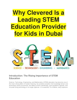 Why Clevered Is a Leading STEM Education Provider for Kids in Dubai