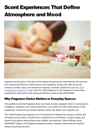 Scent Experiences That Define Atmosphere and Mood