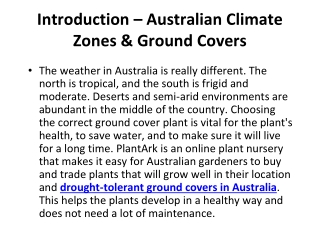 Australian Climate Zones and Ground Cover Selection