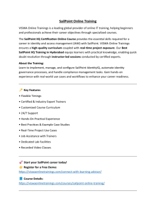 SailPoint Online Training Real-time support from India