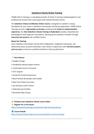 Salesforce Vlocity Online Training Institute From India