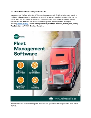 The Future of Efficient Fleet Management in the UAE