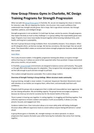 Group Fitness Gyms in Charlotte, NC