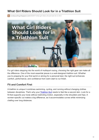 What Girl Riders Should Look for in a Triathlon Suit