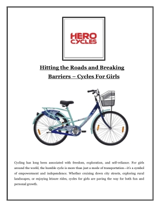 Hitting the Roads and Breaking Barriers – Cycles For Girls