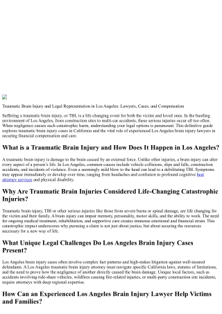 7 Critical Facts About Traumatic Brain Injury and Your Legal Rights in Los Angel