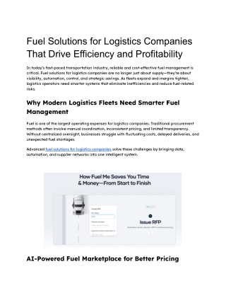 Fuel Solutions for Logistics Companies That Drive Efficiency and Profitability